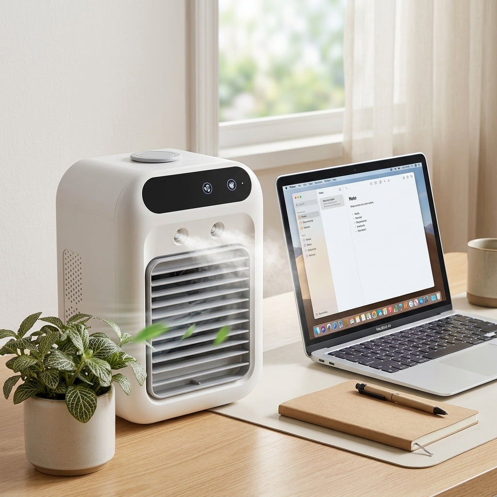 Portable Desktop Air Cooler & Humidifying Spray Fan – Compact Personal Air Comfort | Votara